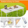 imageVINGLI 3FT Small Camping Table Adjustable Height Aluminum Folding Table for Picnic Party BBQ Plastic RV Suitcase Table Portable Lightweight Fold Up Utility Outdoor Tables with Carrying Handle White