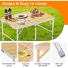 imageVINGLI 3FT Small Camping Table Adjustable Height Aluminum Folding Table for Picnic Party BBQ Plastic RV Suitcase Table Portable Lightweight Fold Up Utility Outdoor Tables with Carrying Handle Natural