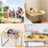 imageVINGLI 3FT Small Camping Table Adjustable Height Aluminum Folding Table for Picnic Party BBQ Plastic RV Suitcase Table Portable Lightweight Fold Up Utility Outdoor Tables with Carrying Handle Natural