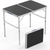 imageVINGLI 3FT Small Camping Table Adjustable Height Aluminum Folding Table for Picnic Party BBQ Plastic RV Suitcase Table Portable Lightweight Fold Up Utility Outdoor Tables with Carrying Handle Black