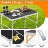 imageVINGLI 3FT Small Camping Table Adjustable Height Aluminum Folding Table for Picnic Party BBQ Plastic RV Suitcase Table Portable Lightweight Fold Up Utility Outdoor Tables with Carrying Handle Black