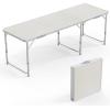 imageVINGLI 3FT Small Camping Table Adjustable Height Aluminum Folding Table for Picnic Party BBQ Plastic RV Suitcase Table Portable Lightweight Fold Up Utility Outdoor Tables with Carrying Handle White