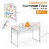imageVINGLI 3FT Small Camping Table Adjustable Height Aluminum Folding Table for Picnic Party BBQ Plastic RV Suitcase Table Portable Lightweight Fold Up Utility Outdoor Tables with Carrying Handle Flower
