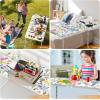 imageVINGLI 3FT Small Camping Table Adjustable Height Aluminum Folding Table for Picnic Party BBQ Plastic RV Suitcase Table Portable Lightweight Fold Up Utility Outdoor Tables with Carrying Handle Flower