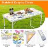imageVINGLI 3FT Small Camping Table Adjustable Height Aluminum Folding Table for Picnic Party BBQ Plastic RV Suitcase Table Portable Lightweight Fold Up Utility Outdoor Tables with Carrying Handle Flower