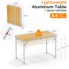 imageVINGLI 3FT Small Camping Table Adjustable Height Aluminum Folding Table for Picnic Party BBQ Plastic RV Suitcase Table Portable Lightweight Fold Up Utility Outdoor Tables with Carrying Handle Natural