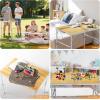 imageVINGLI 3FT Small Camping Table Adjustable Height Aluminum Folding Table for Picnic Party BBQ Plastic RV Suitcase Table Portable Lightweight Fold Up Utility Outdoor Tables with Carrying Handle Natural
