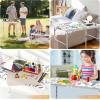 imageVINGLI 3FT Small Camping Table Adjustable Height Aluminum Folding Table for Picnic Party BBQ Plastic RV Suitcase Table Portable Lightweight Fold Up Utility Outdoor Tables with Carrying Handle Flower