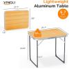 imageVINGLI 3FT Small Camping Table Adjustable Height Aluminum Folding Table for Picnic Party BBQ Plastic RV Suitcase Table Portable Lightweight Fold Up Utility Outdoor Tables with Carrying Handle Natural
