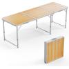 imageVINGLI 3FT Small Camping Table Adjustable Height Aluminum Folding Table for Picnic Party BBQ Plastic RV Suitcase Table Portable Lightweight Fold Up Utility Outdoor Tables with Carrying Handle Natural