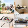 imageVINGLI 3FT Small Camping Table Adjustable Height Aluminum Folding Table for Picnic Party BBQ Plastic RV Suitcase Table Portable Lightweight Fold Up Utility Outdoor Tables with Carrying Handle Black
