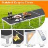 imageVINGLI 3FT Small Camping Table Adjustable Height Aluminum Folding Table for Picnic Party BBQ Plastic RV Suitcase Table Portable Lightweight Fold Up Utility Outdoor Tables with Carrying Handle Black