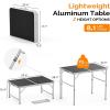 imageVINGLI 3FT Small Camping Table Adjustable Height Aluminum Folding Table for Picnic Party BBQ Plastic RV Suitcase Table Portable Lightweight Fold Up Utility Outdoor Tables with Carrying Handle Black