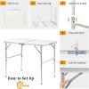 imageVINGLI 3FT Small Camping Table Adjustable Height Aluminum Folding Table for Picnic Party BBQ Plastic RV Suitcase Table Portable Lightweight Fold Up Utility Outdoor Tables with Carrying Handle White