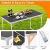 imageVINGLI 3FT Small Camping Table Adjustable Height Aluminum Folding Table for Picnic Party BBQ Plastic RV Suitcase Table Portable Lightweight Fold Up Utility Outdoor Tables with Carrying Handle Black