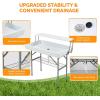imageVINGLI 4 Foot Party Ice Cooler Folding Table Portable Tailgate Camp Fishing Cleaning Plastic with Matching Skirt Ice Table for Party BBQ Camping PicnicWhite