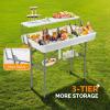 imageVINGLI 4 Foot Party Ice Cooler Folding Table Portable Tailgate Camp Fishing Cleaning Plastic with Matching Skirt Ice Table for Party BBQ Camping PicnicWhite