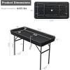 imageVINGLI 4 Foot Party Ice Cooler Folding Table Portable Tailgate Camp Fishing Cleaning Plastic with Matching Skirt Ice Table for Party BBQ Camping PicnicBlack