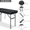 imageVINGLI 4 Foot Party Ice Cooler Folding Table Portable Tailgate Camp Fishing Cleaning Plastic with Matching Skirt Ice Table for Party BBQ Camping PicnicBlack
