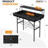 imageVINGLI 4 Foot Party Ice Cooler Folding Table Portable Tailgate Camp Fishing Cleaning Plastic with Matching Skirt Ice Table for Party BBQ Camping PicnicBlack