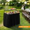 imageVINGLI 4 Foot Party Ice Cooler Folding Table Portable Tailgate Camp Fishing Cleaning Plastic with Matching Skirt Ice Table for Party BBQ Camping PicnicBlack