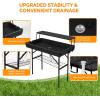 imageVINGLI 4 Foot Party Ice Cooler Folding Table Portable Tailgate Camp Fishing Cleaning Plastic with Matching Skirt Ice Table for Party BBQ Camping PicnicBlack