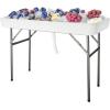 imageVINGLI 4 Foot Party Ice Cooler Folding Table Portable Tailgate Camp Fishing Cleaning Plastic with Matching Skirt Ice Table for Party BBQ Camping PicnicWhite