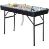 imageVINGLI 4 Foot Party Ice Cooler Folding Table Portable Tailgate Camp Fishing Cleaning Plastic with Matching Skirt Ice Table for Party BBQ Camping PicnicBlack