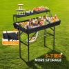 imageVINGLI 4 Foot Party Ice Cooler Folding Table Portable Tailgate Camp Fishing Cleaning Plastic with Matching Skirt Ice Table for Party BBQ Camping PicnicBlack