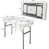 imageVINGLI 4 Foot Party Ice Cooler Folding Table Portable Tailgate Camp Fishing Cleaning Plastic with Matching Skirt Ice Table for Party BBQ Camping PicnicWhite