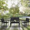 imageVINGLI 4 Pieces Patio Conversation Set Patio Furniture Set with Loveseat and Coffee Table Outdoor Sofa Garden LawnPatio Chairs for Poolside Porch Black