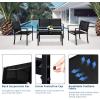 imageVINGLI 4 Pieces Patio Conversation Set Patio Furniture Set with Loveseat and Coffee Table Outdoor Sofa Garden LawnPatio Chairs for Poolside Porch Black