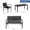 imageVINGLI 4 Pieces Patio Conversation Set Patio Furniture Set with Loveseat and Coffee Table Outdoor Sofa Garden LawnPatio Chairs for Poolside Porch Black