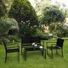 imageVINGLI 4 Pieces Patio Conversation Set Patio Furniture Set with Loveseat and Coffee Table Outdoor Sofa Garden LawnPatio Chairs for Poolside Porch Black