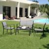 imageVINGLI 4 Pieces Patio Conversation Set Patio Furniture Set with Loveseat and Coffee Table Outdoor Sofa Garden LawnPatio Chairs for Poolside Porch Grey