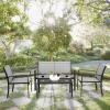 imageVINGLI 4 Pieces Patio Conversation Set Patio Furniture Set with Loveseat and Coffee Table Outdoor Sofa Garden LawnPatio Chairs for Poolside Porch Grey