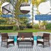 imageVINGLI 4 Pieces Patio Furniture Set Wicker Outdoor Conversation Set Front Porch Furniture with Cushions Outdoor Furniture Sets for Yard GardenPoolside