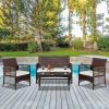 imageVINGLI 4 Pieces Patio Furniture Set Wicker Outdoor Conversation Set Front Porch Furniture with Cushions Outdoor Furniture Sets for Yard GardenPoolside