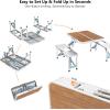 imageVINGLI 4Ft Folding Camping Picnic Table with SeatsUmbrella Hole265 Lbs Support That Lightweight and Fold Up Card Suitcase Table Aluminum Alloy Frame RV Tabletop with Soft HandlWood Grain