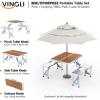 imageVINGLI 4Ft Folding Camping Picnic Table with SeatsUmbrella Hole265 Lbs Support That Lightweight and Fold Up Card Suitcase Table Aluminum Alloy Frame RV Tabletop with Soft HandlWood Grain