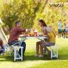 imageVINGLI 4Ft Folding Camping Picnic Table with SeatsUmbrella Hole265 Lbs Support That Lightweight and Fold Up Card Suitcase Table Aluminum Alloy Frame RV Tabletop with Soft HandlWood Grain