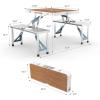 imageVINGLI 4Ft Folding Camping Picnic Table with SeatsUmbrella Hole265 Lbs Support That Lightweight and Fold Up Card Suitcase Table Aluminum Alloy Frame RV Tabletop with Soft HandlWood Grain