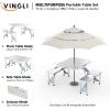 imageVINGLI 4Ft Folding Camping Picnic Table with SeatsUmbrella Hole265 Lbs Support That Lightweight and Fold Up Card Suitcase Table Aluminum Alloy Frame RV Tabletop with Soft HandlWhite
