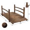 imageVINGLI 5 ft Garden Bridge Classic Wooden Arch with Safety Rails Stained Finished Footbridge Decorative Pond Landscaping Backyard Creek or FarmCarbonized Wood
