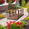imageVINGLI 5 ft Garden Bridge Classic Wooden Arch with Safety Rails Stained Finished Footbridge Decorative Pond Landscaping Backyard Creek or FarmCarbonized Wood