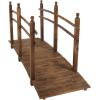 imageVINGLI 5 ft Garden Bridge Classic Wooden Arch with Safety Rails Stained Finished Footbridge Decorative Pond Landscaping Backyard Creek or FarmCarbonized Wood