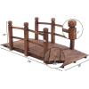 imageVINGLI 5 ft Garden Bridge Classic Wooden Arch with Safety Rails Stained Finished Footbridge Decorative Pond Landscaping Backyard Creek or FarmCarbonized Wood