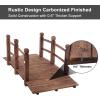 imageVINGLI 5 ft Garden Bridge Classic Wooden Arch with Safety Rails Stained Finished Footbridge Decorative Pond Landscaping Backyard Creek or FarmCarbonized Wood