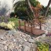 imageVINGLI 5 ft Garden Bridge Classic Wooden Arch with Safety Rails Stained Finished Footbridge Decorative Pond Landscaping Backyard Creek or FarmCarbonized Wood