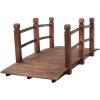 imageVINGLI 5 ft Garden Bridge Classic Wooden Arch with Safety Rails Stained Finished Footbridge Decorative Pond Landscaping Backyard Creek or FarmCarbonized Wood